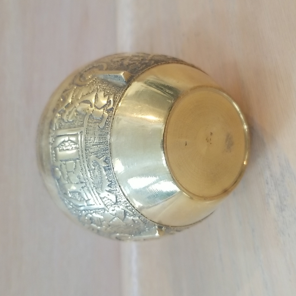 Antique Wedding Set Brass Ashtray & Cigarette Holder - Picture 14 of 16